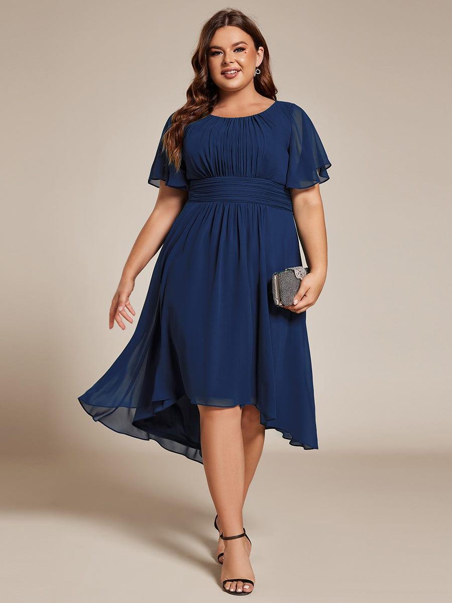 EDEN|Flowy Chiffon Round Neckline A-Line Knee Length Bridesmaid Dress
