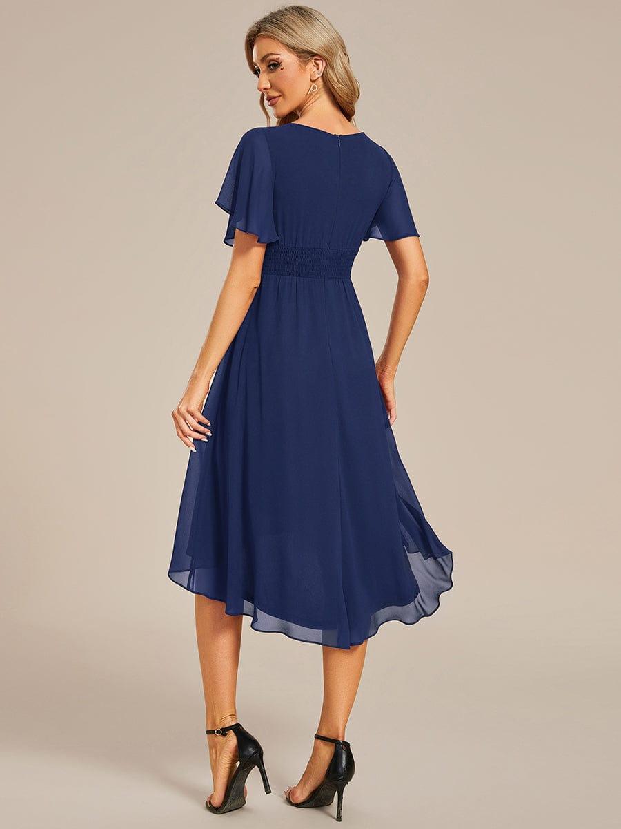 EDEN|Flowy Chiffon Round Neckline A-Line Knee Length Bridesmaid Dress