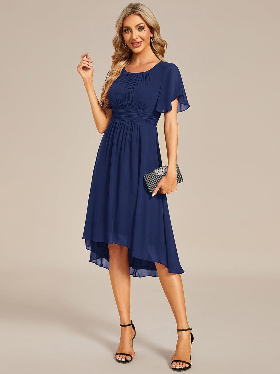 EDEN|Flowy Chiffon Round Neckline A-Line Knee Length Bridesmaid Dress