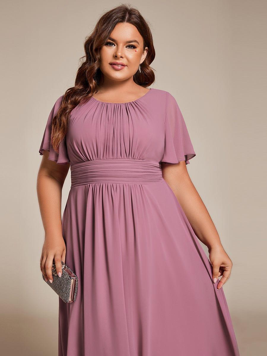 EDEN|Flowy Chiffon Round Neckline A-Line Knee Length Bridesmaid Dress