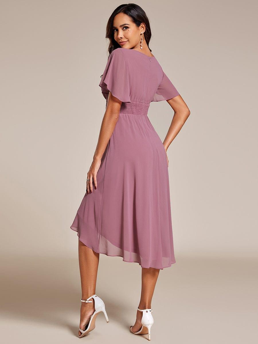 EDEN|Flowy Chiffon Round Neckline A-Line Knee Length Bridesmaid Dress