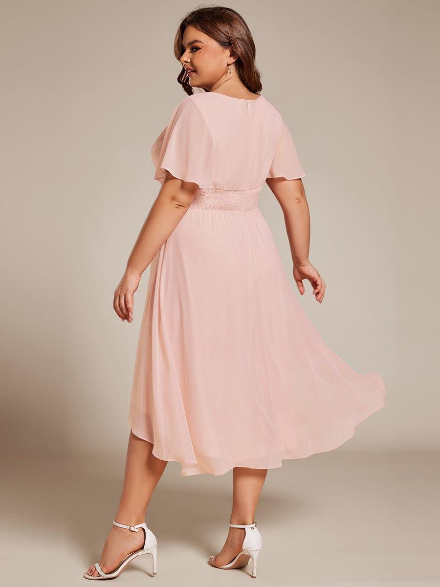 EDEN|Flowy Chiffon Round Neckline A-Line Knee Length Bridesmaid Dress