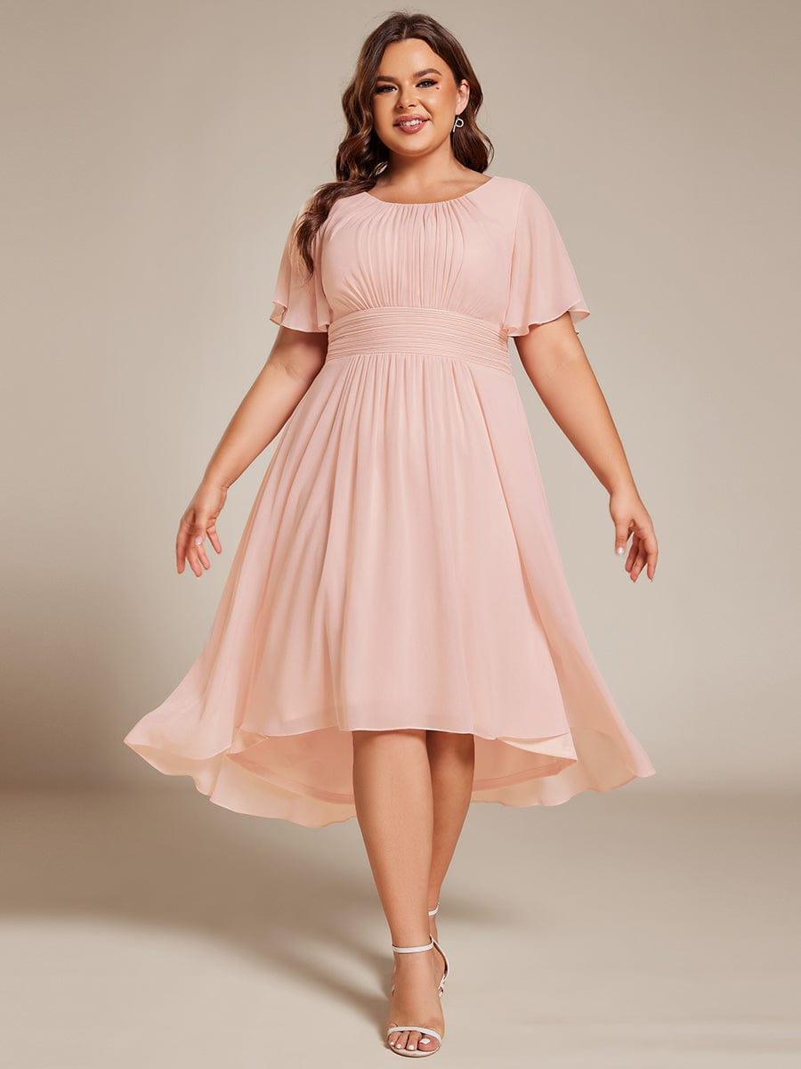 EDEN|Flowy Chiffon Round Neckline A-Line Knee Length Bridesmaid Dress