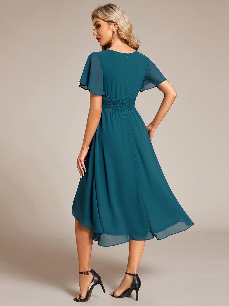 EDEN|Flowy Chiffon Round Neckline A-Line Knee Length Bridesmaid Dress