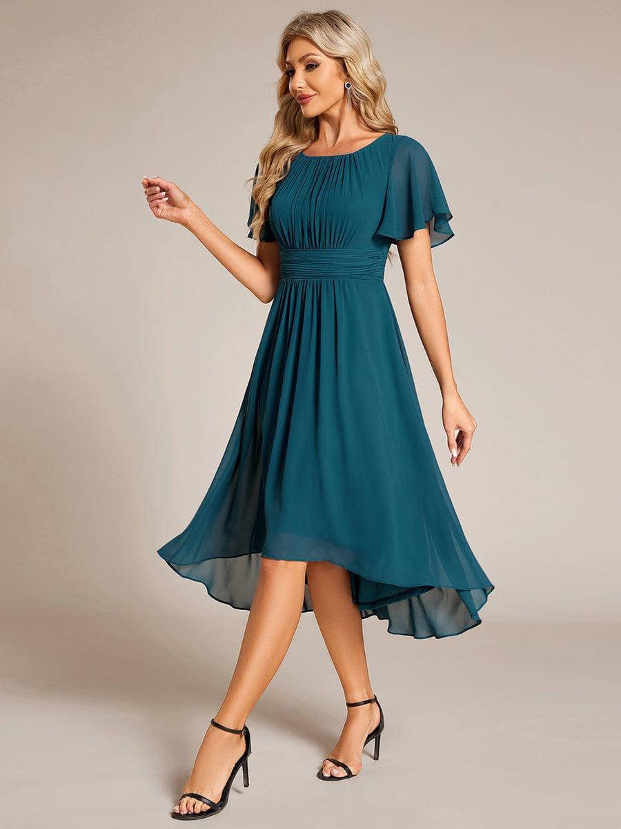 EDEN|Flowy Chiffon Round Neckline A-Line Knee Length Bridesmaid Dress