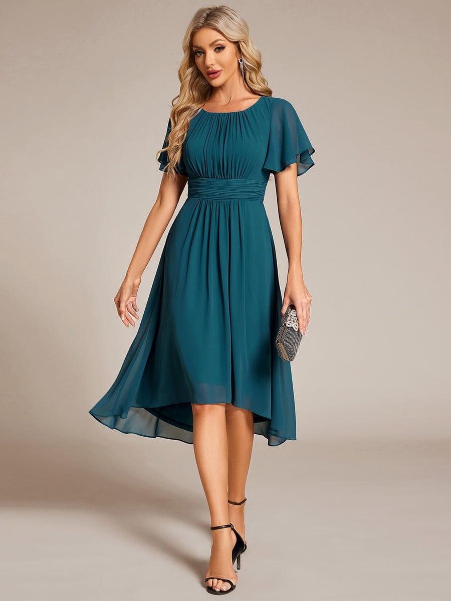 EDEN|Flowy Chiffon Round Neckline A-Line Knee Length Bridesmaid Dress