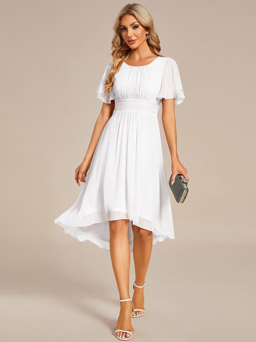 EDEN|Flowy Chiffon Round Neckline A-Line Knee Length Bridesmaid Dress