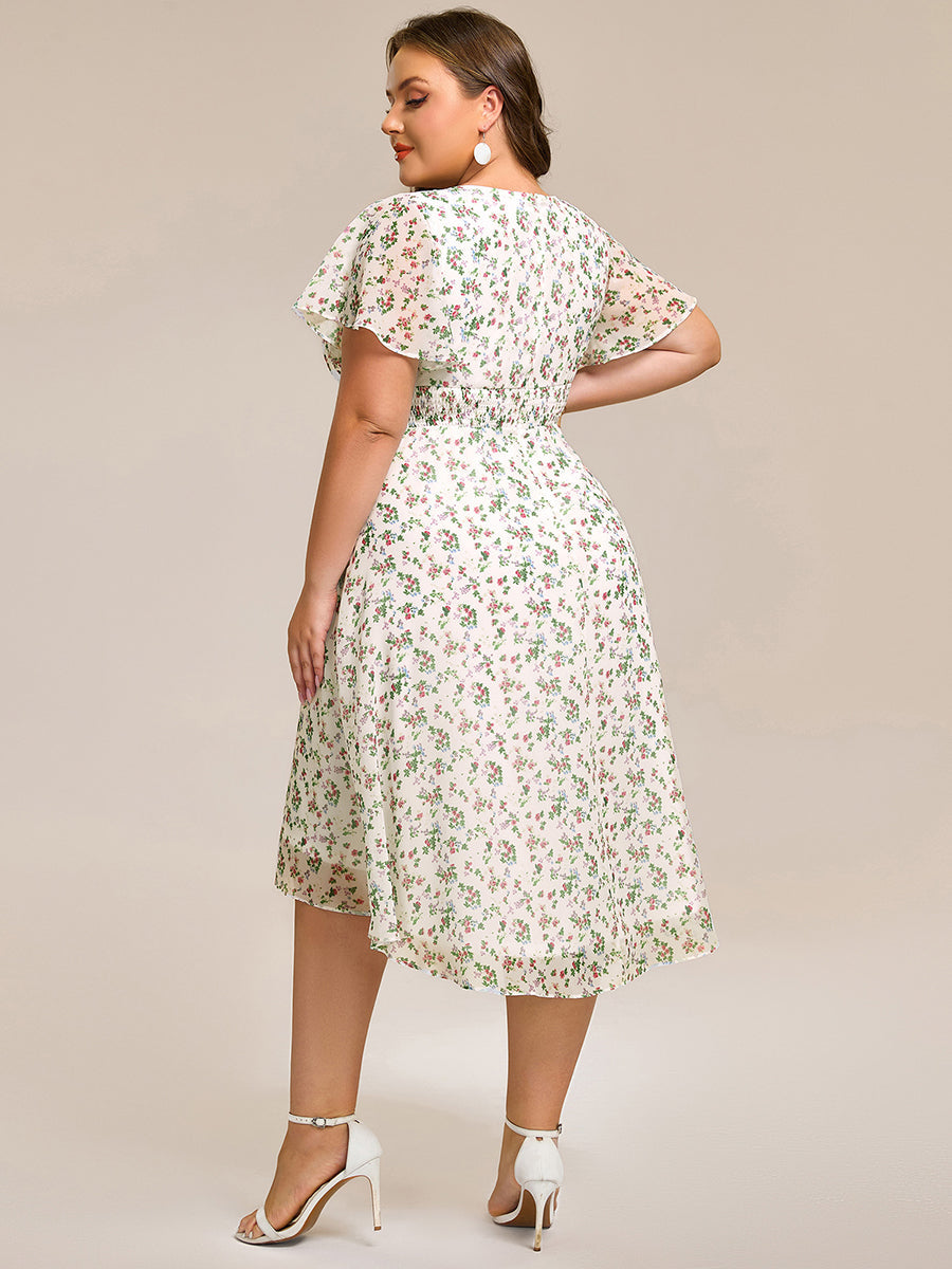 EDEN|Flowy Chiffon Round Neckline A-Line Knee Length Bridesmaid Dress