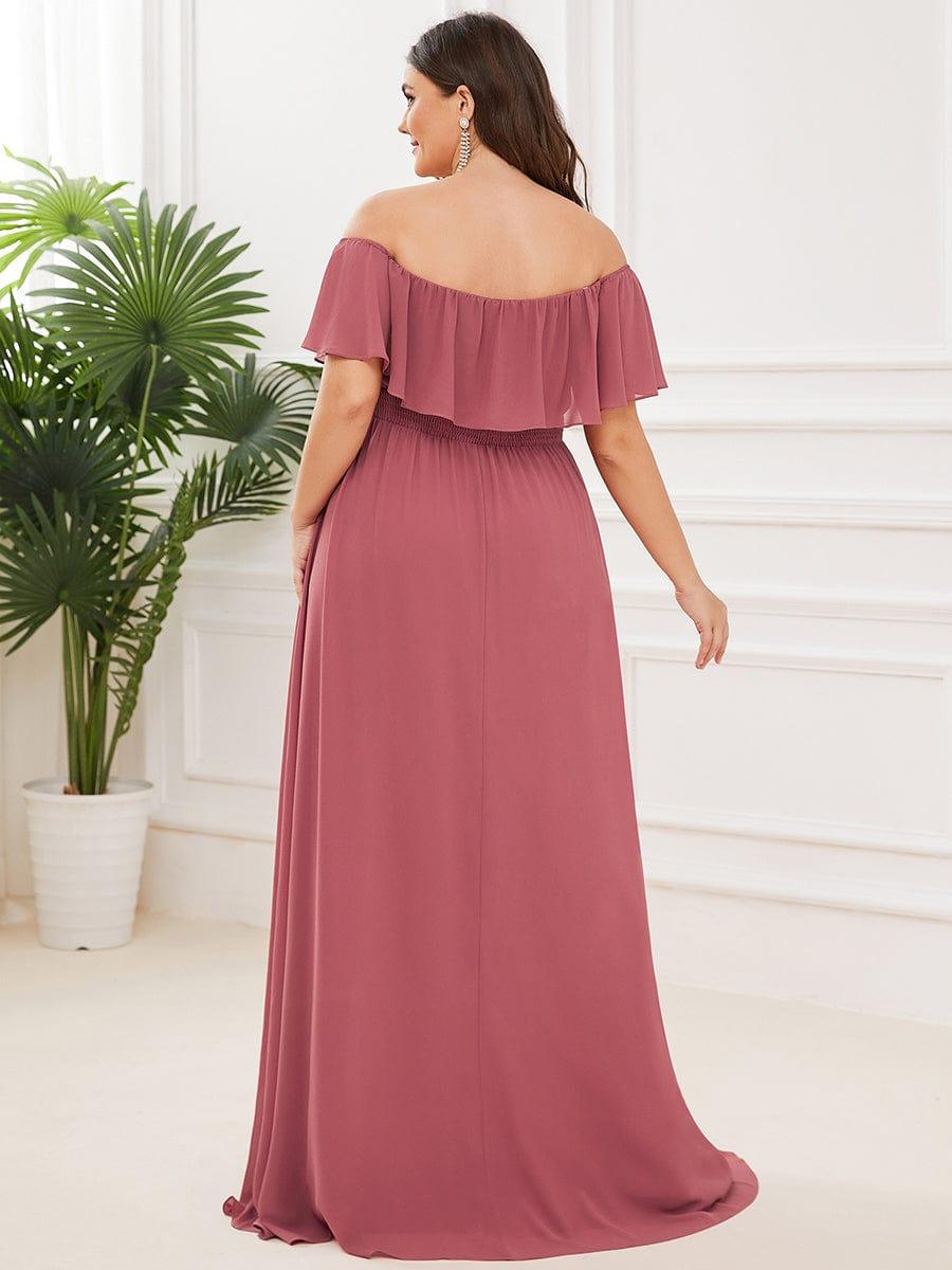 ÉMILE|Plus Size Off the Shoulder Formal Bridesmaid Dress with Thigh Split
