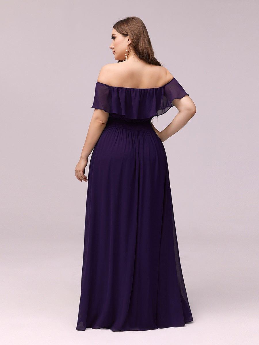ÉMILE|Plus Size Off the Shoulder Formal Bridesmaid Dress with Thigh Split