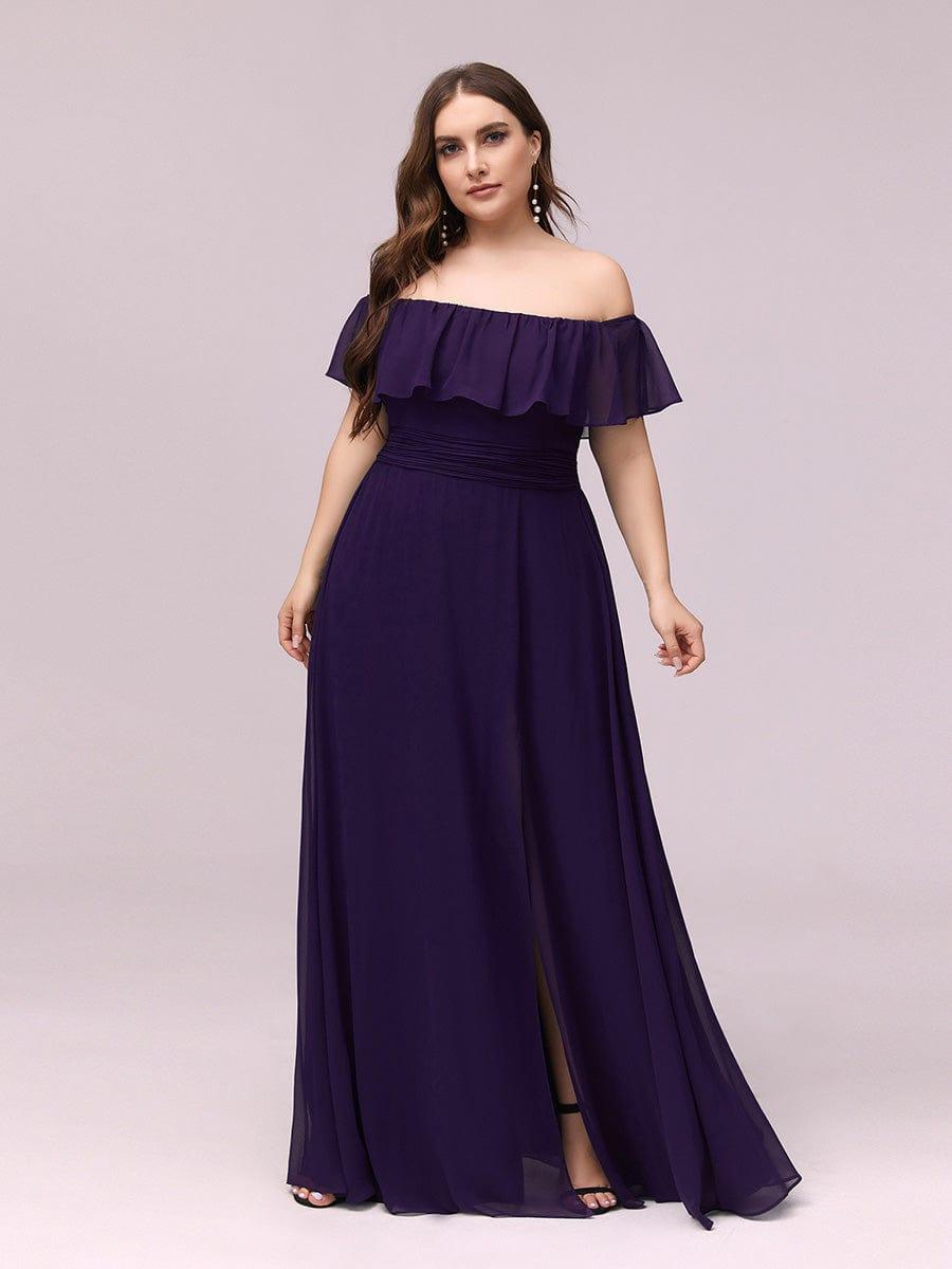 ÉMILE|Plus Size Off the Shoulder Formal Bridesmaid Dress with Thigh Split