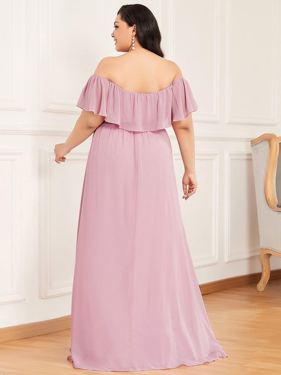 ÉMILE|Plus Size Off the Shoulder Formal Bridesmaid Dress with Thigh Split