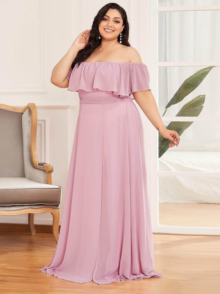 ÉMILE|Plus Size Off the Shoulder Formal Bridesmaid Dress with Thigh Split