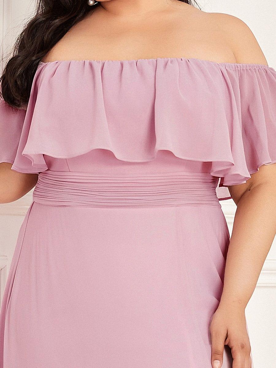 ÉMILE|Plus Size Off the Shoulder Formal Bridesmaid Dress with Thigh Split