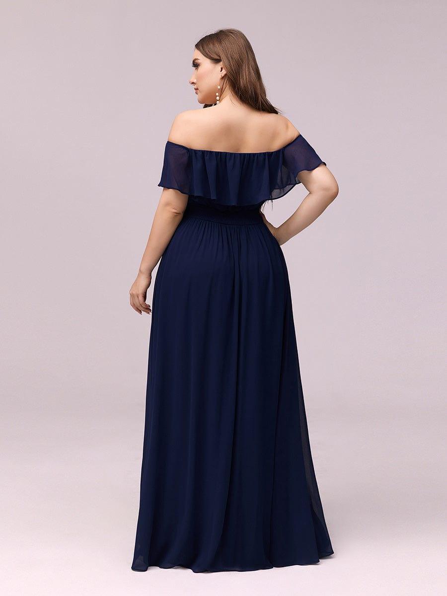 ÉMILE|Plus Size Off the Shoulder Formal Bridesmaid Dress with Thigh Split