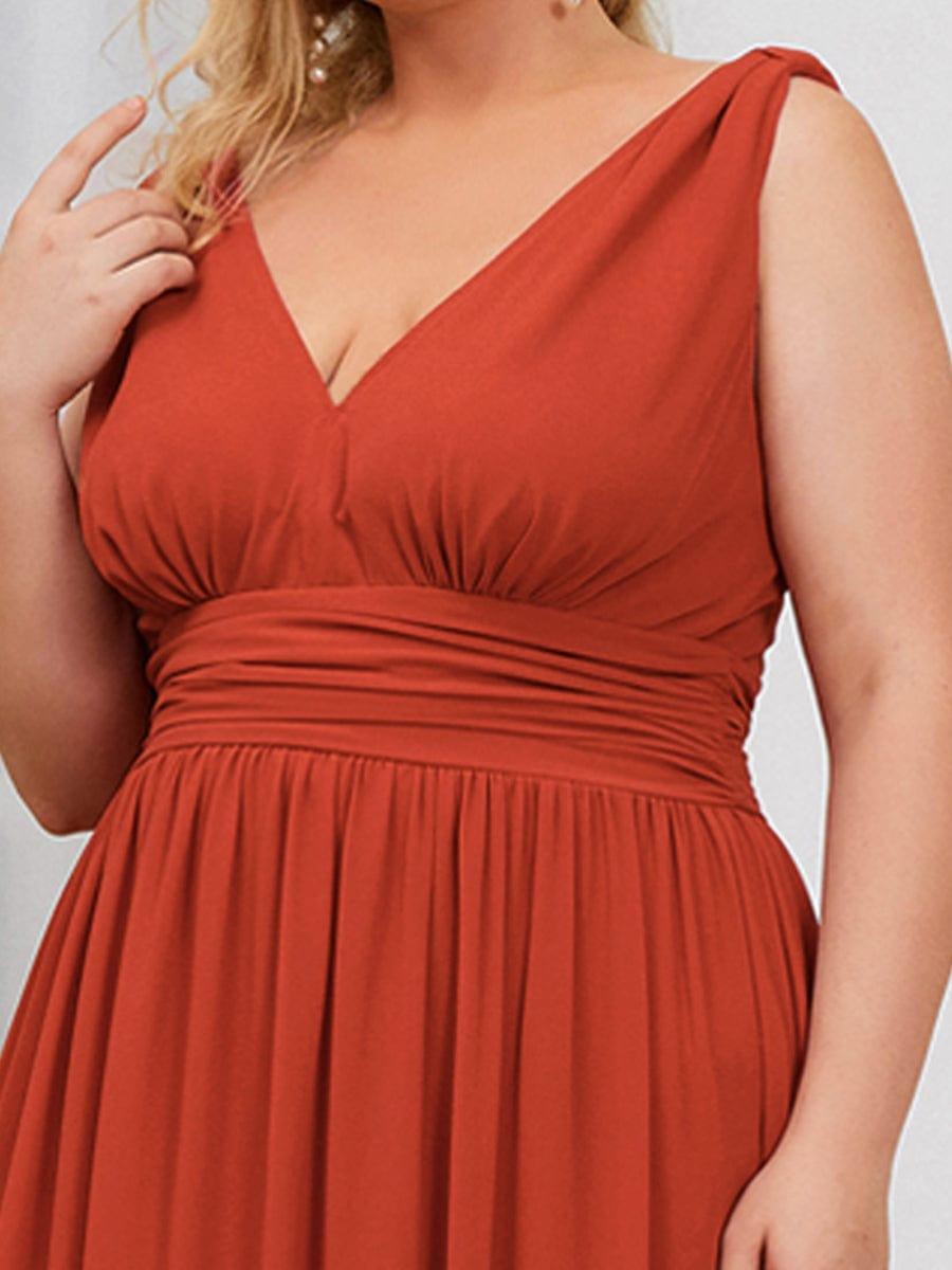pretty HUSH|Plus Size Sleeveless V-Neck Chiffon Semi Bridesmaid Dress