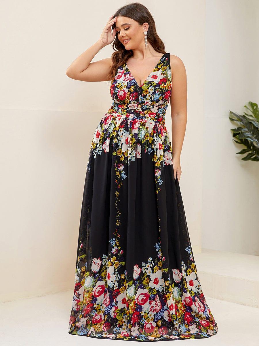pretty HUSH|Plus Size Sleeveless V-Neck Chiffon Semi Bridesmaid Dress