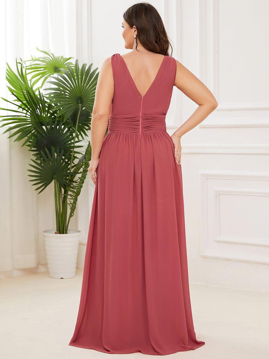 pretty HUSH|Plus Size Sleeveless V-Neck Chiffon Semi Bridesmaid Dress