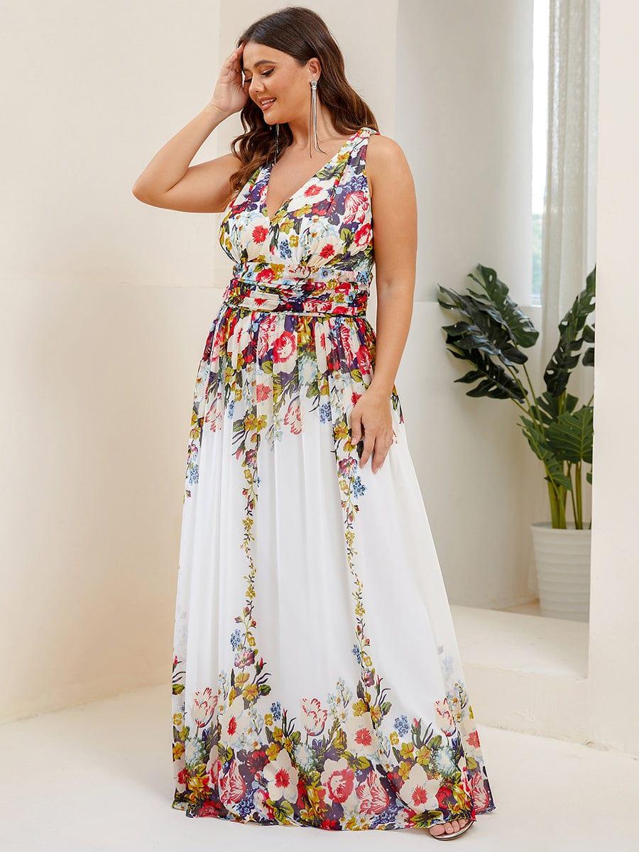 pretty HUSH|Plus Size Sleeveless V-Neck Chiffon Semi Bridesmaid Dress