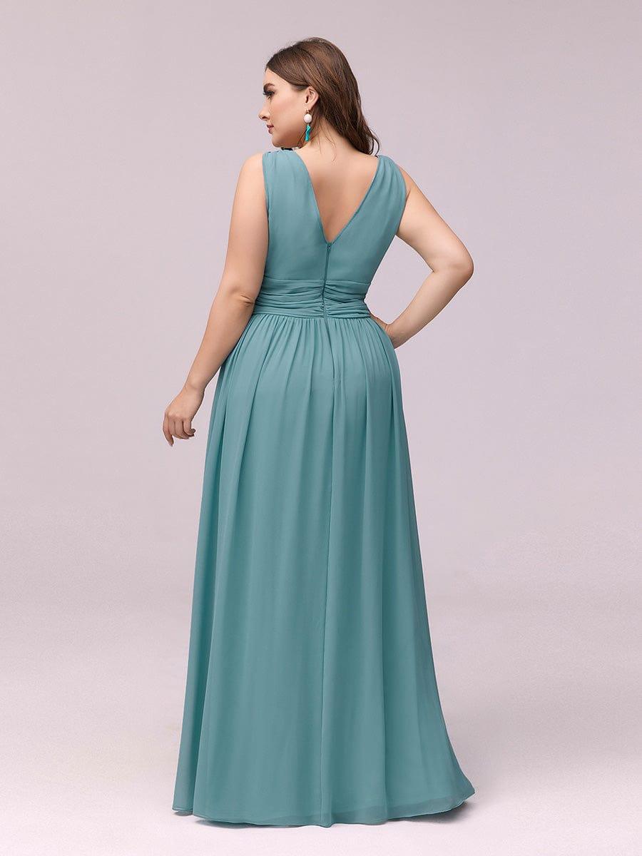 pretty HUSH|Plus Size Sleeveless V-Neck Chiffon Semi Bridesmaid Dress