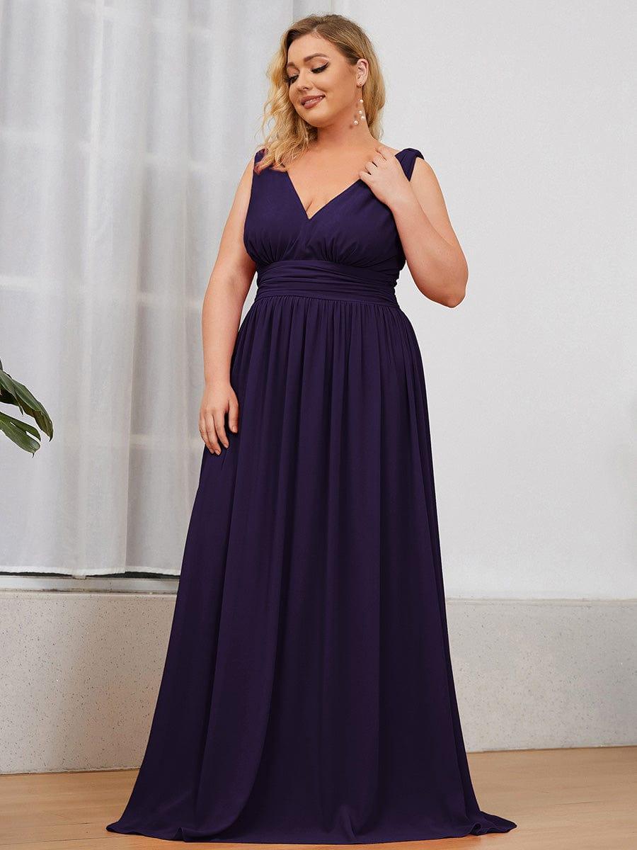 pretty HUSH|Plus Size Sleeveless V-Neck Chiffon Semi Bridesmaid Dress