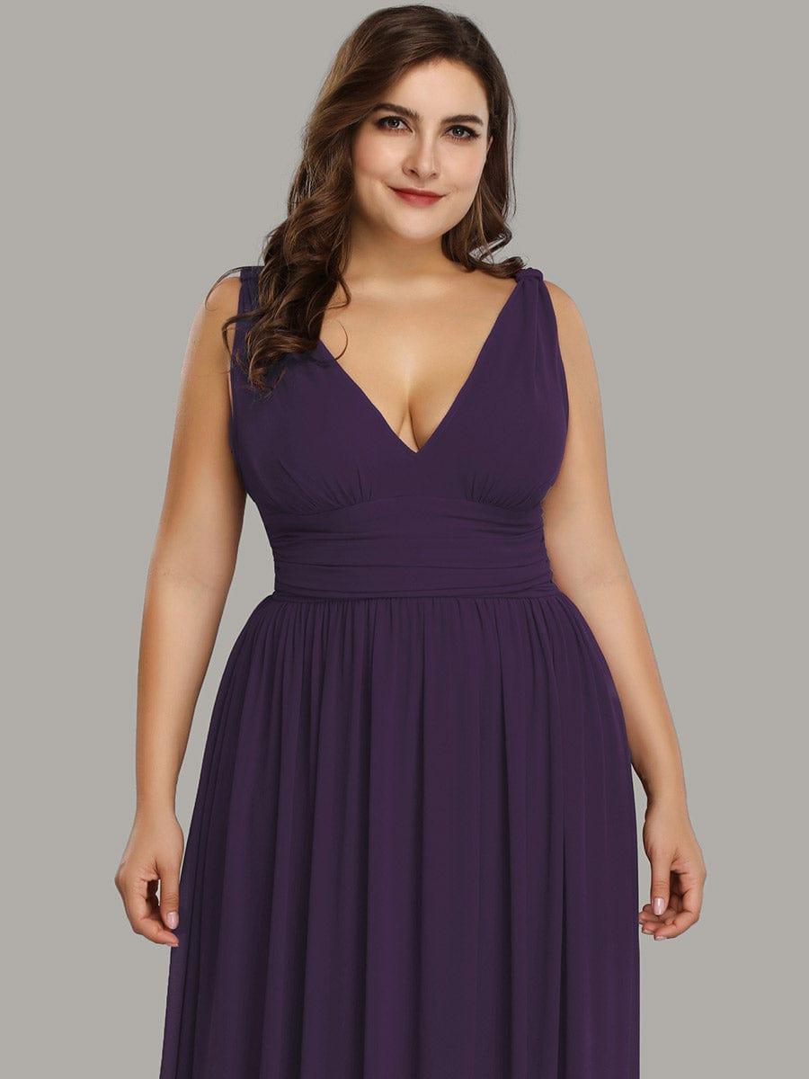 pretty HUSH|Plus Size Sleeveless V-Neck Chiffon Semi Bridesmaid Dress