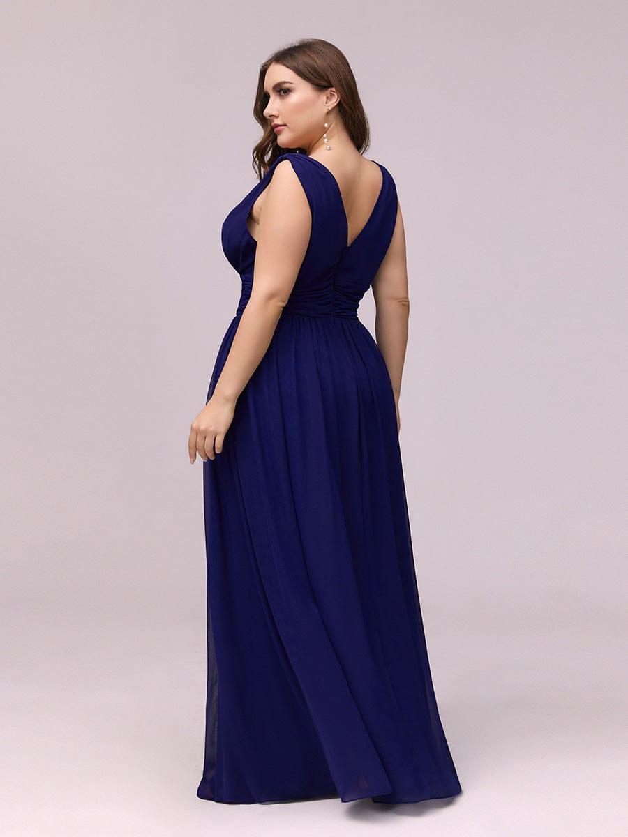 pretty HUSH|Plus Size Sleeveless V-Neck Chiffon Semi Bridesmaid Dress