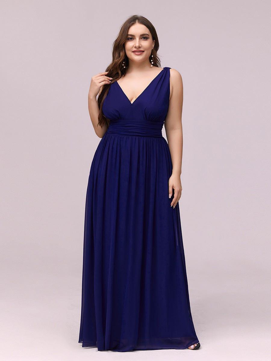 pretty HUSH|Plus Size Sleeveless V-Neck Chiffon Semi Bridesmaid Dress