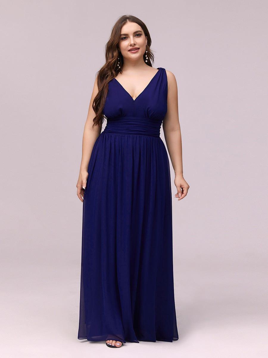 pretty HUSH|Plus Size Sleeveless V-Neck Chiffon Semi Bridesmaid Dress