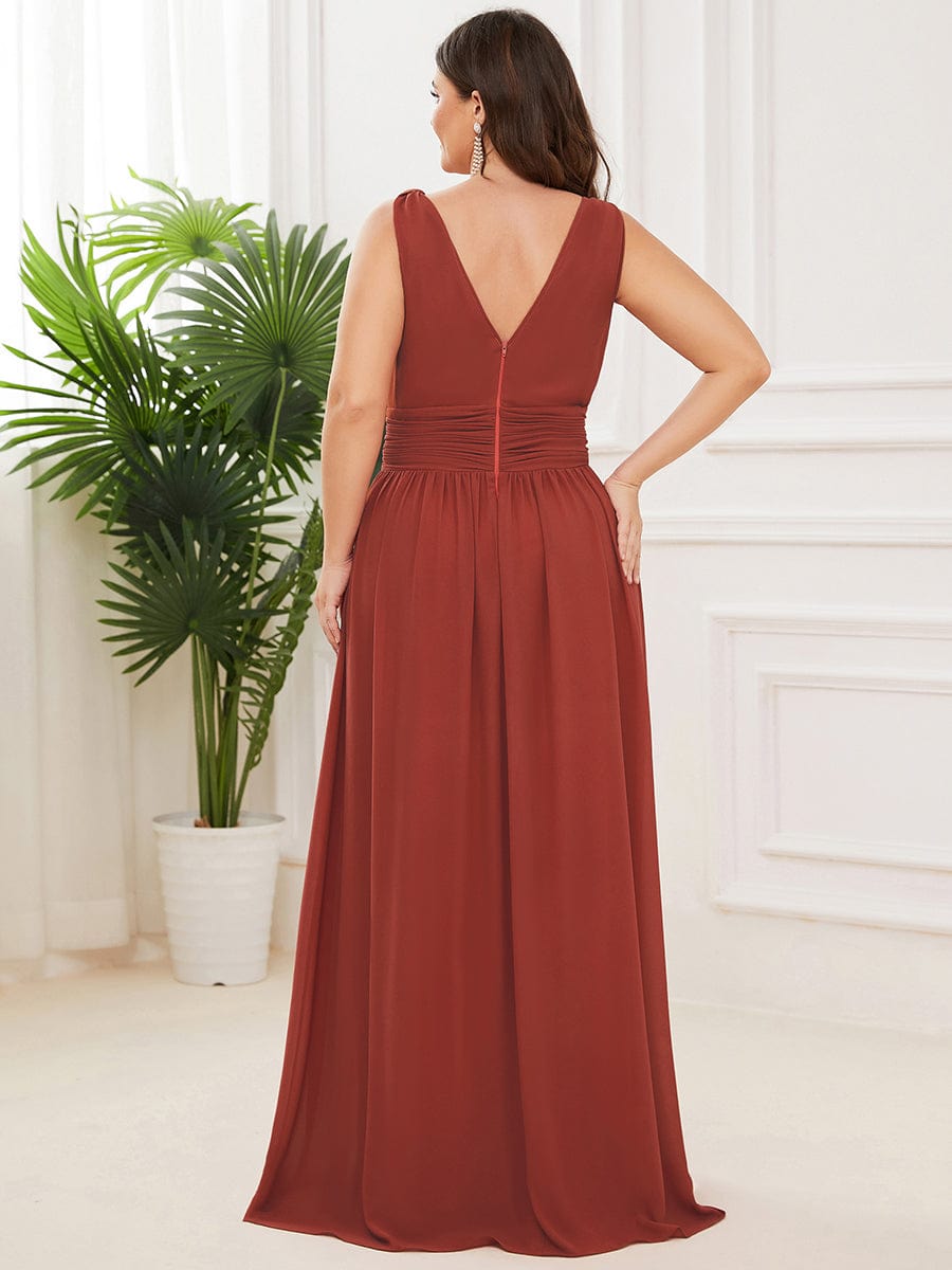 HUSH|Chiffon Empire Waist Sleeveless Pleated V-neck Bridesmaid Dress