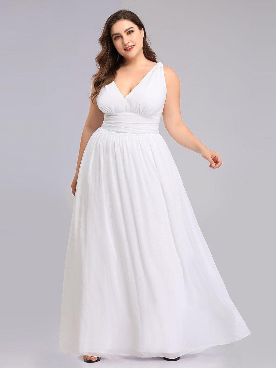 pretty HUSH|Plus Size Sleeveless V-Neck Chiffon Semi Bridesmaid Dress