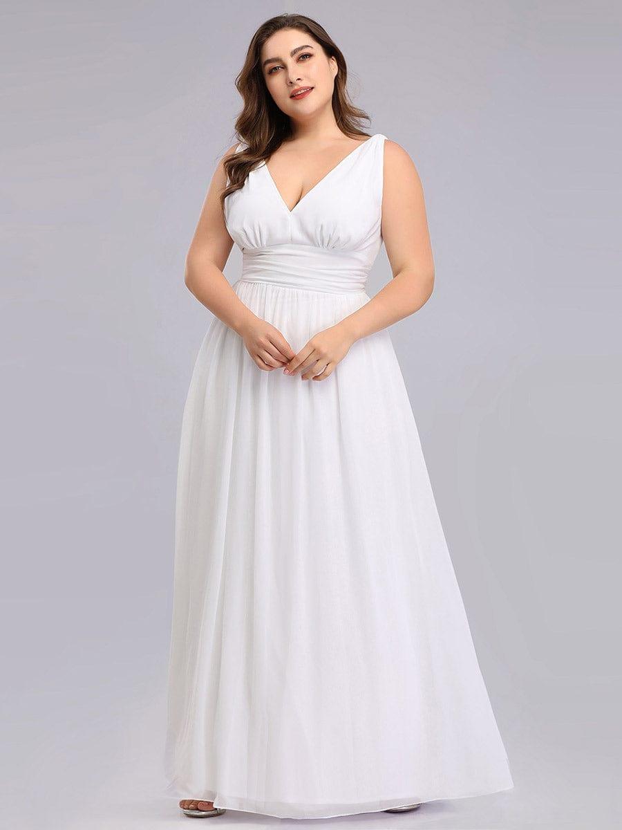pretty HUSH|Plus Size Sleeveless V-Neck Chiffon Semi Bridesmaid Dress
