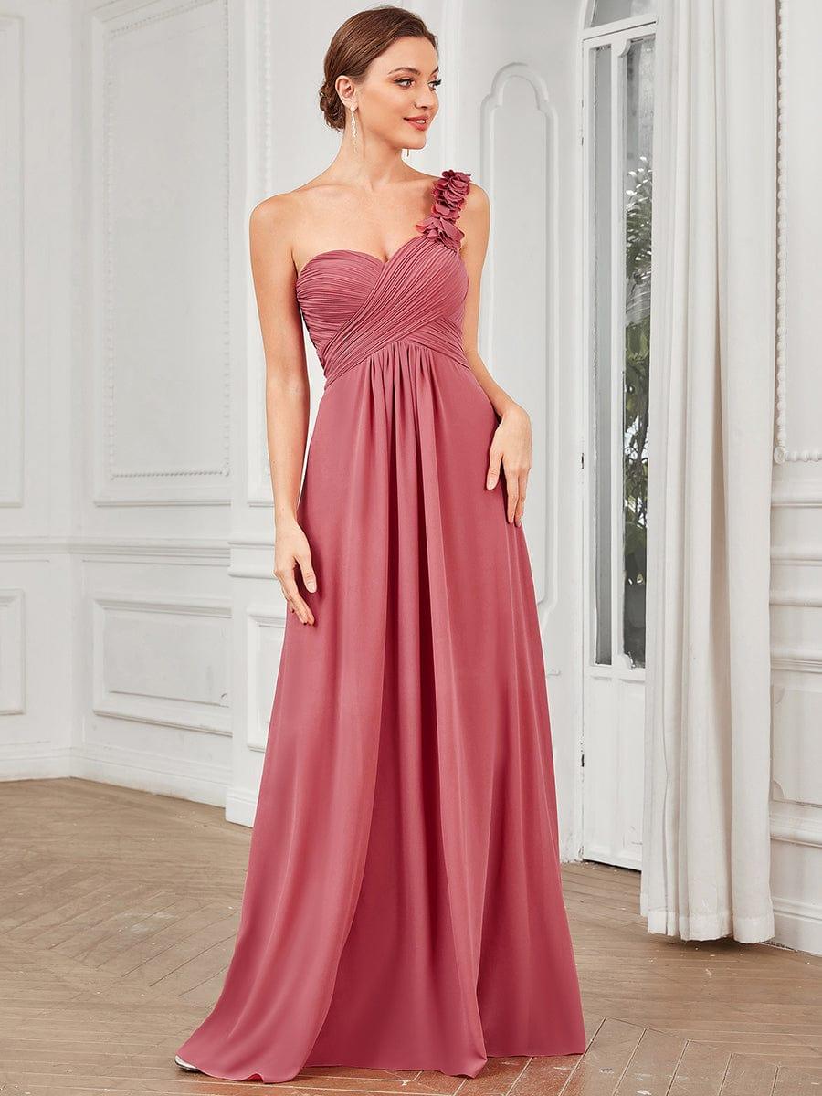 JAYLEEN|Sweet Pleated Bodice One Shoulder Chiffon Bridesmaid Dress