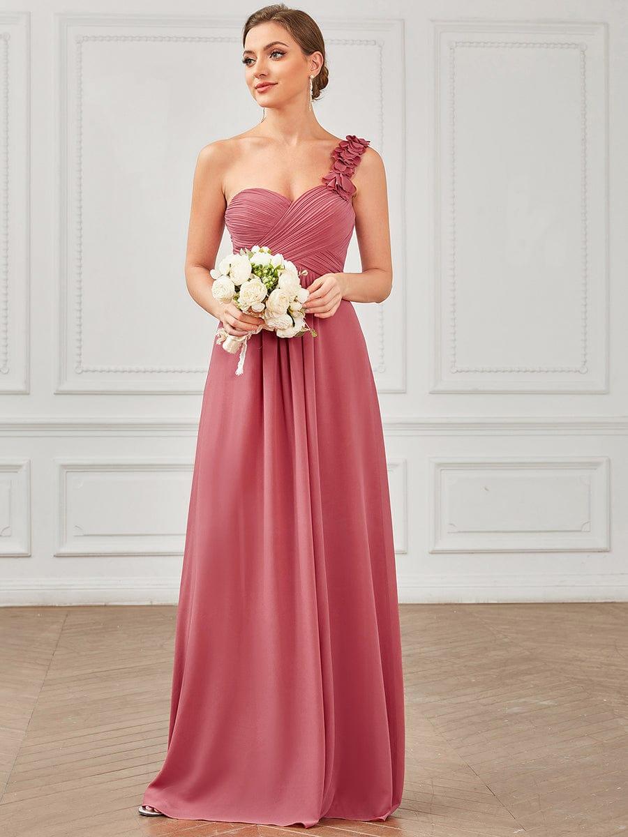 JAYLEEN|Sweet Pleated Bodice One Shoulder Chiffon Bridesmaid Dress