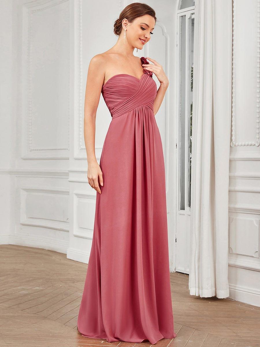JAYLEEN|Sweet Pleated Bodice One Shoulder Chiffon Bridesmaid Dress