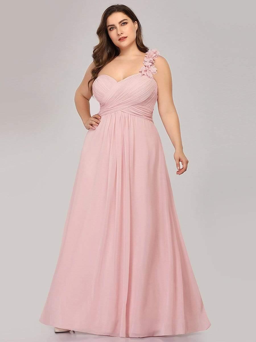 JAYLEEN|Sweet Pleated Bodice One Shoulder Chiffon Bridesmaid Dress