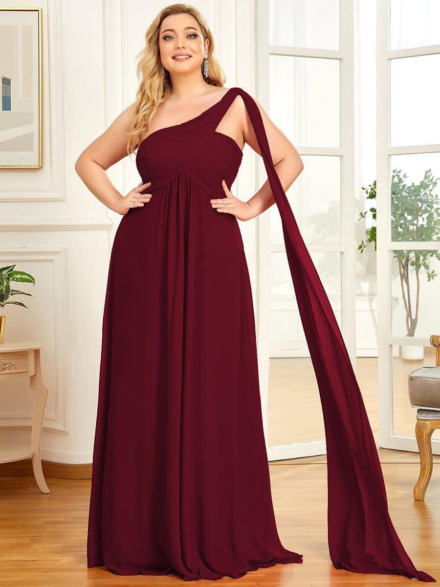 ANAYA|One Shoulder Pleated Chiffion Bridesmaid Sleeves
