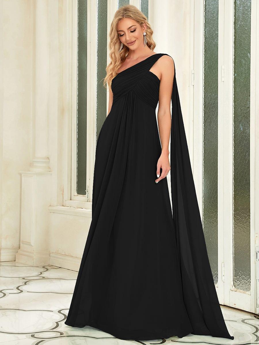 ANAYA|One Shoulder Pleated Chiffion Bridesmaid Sleeves
