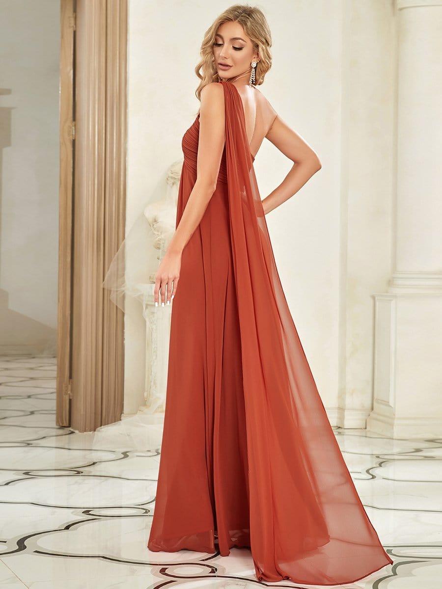 ANAYA|One Shoulder Pleated Chiffion Bridesmaid Sleeves