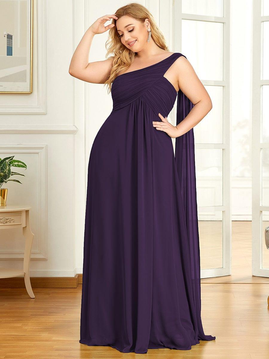 ANAYA|One Shoulder Pleated Chiffion Bridesmaid Sleeves