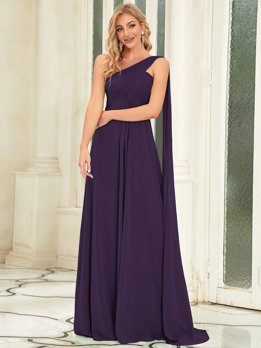 ANAYA|One Shoulder Pleated Chiffion Bridesmaid Sleeves