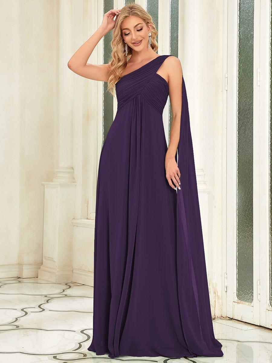ANAYA|One Shoulder Pleated Chiffion Bridesmaid Sleeves