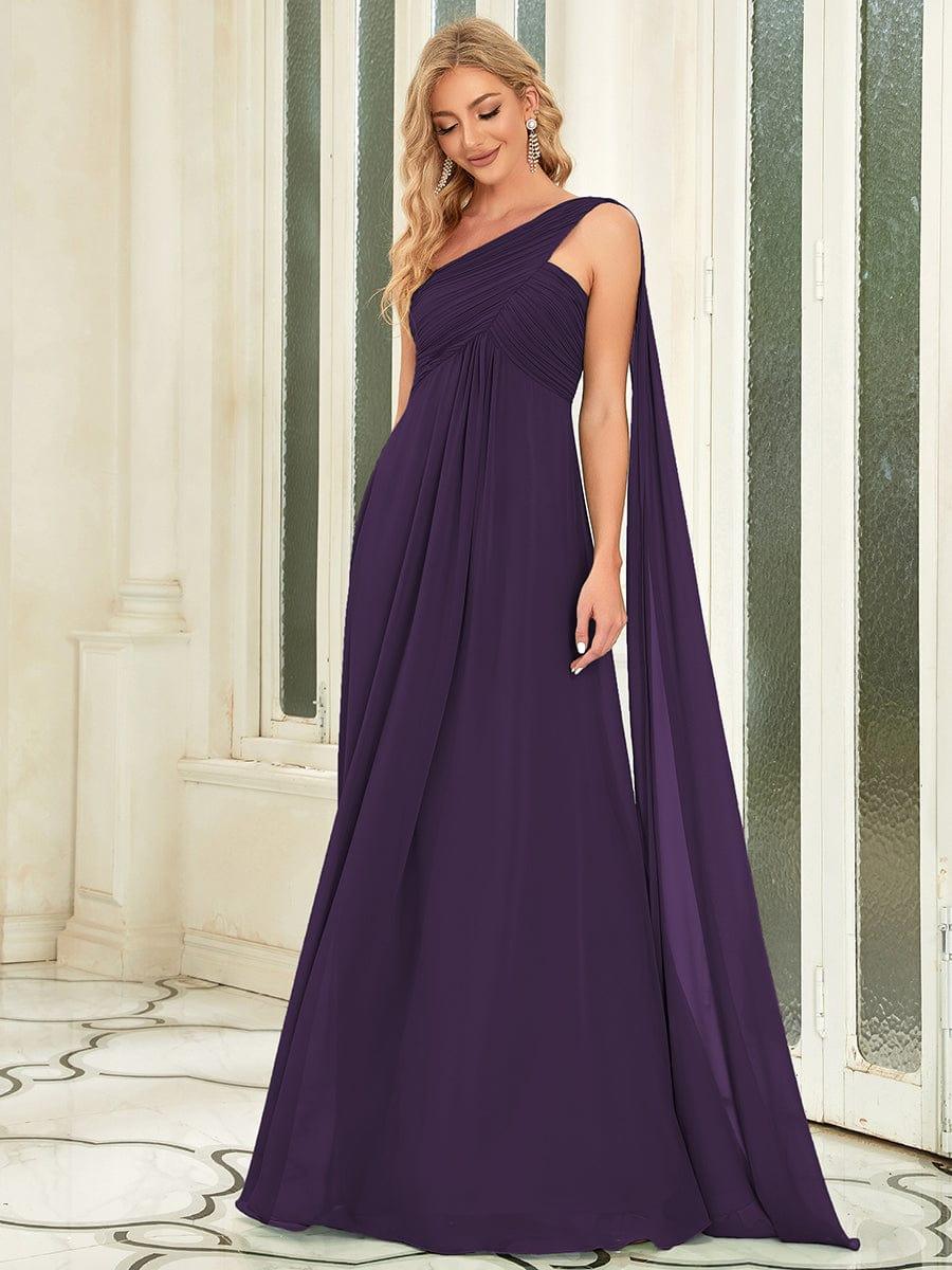 ANAYA|One Shoulder Pleated Chiffion Bridesmaid Sleeves