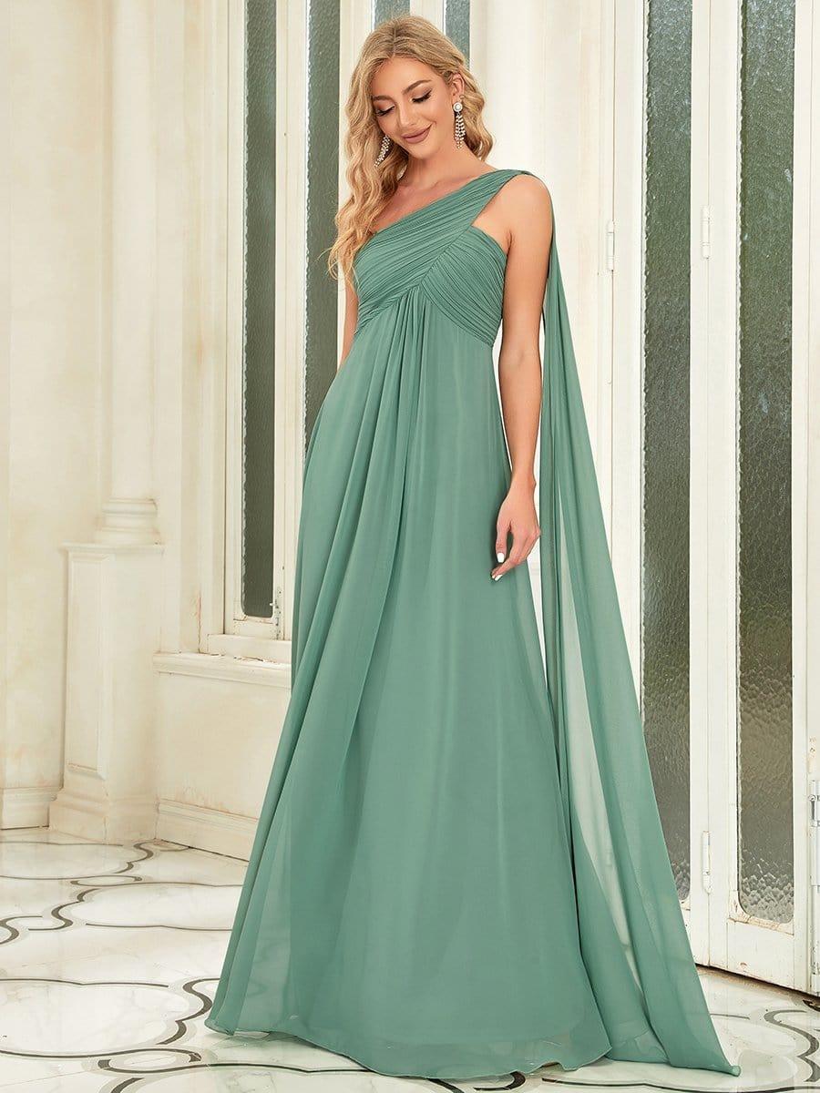 ANAYA|One Shoulder Pleated Chiffion Bridesmaid Sleeves