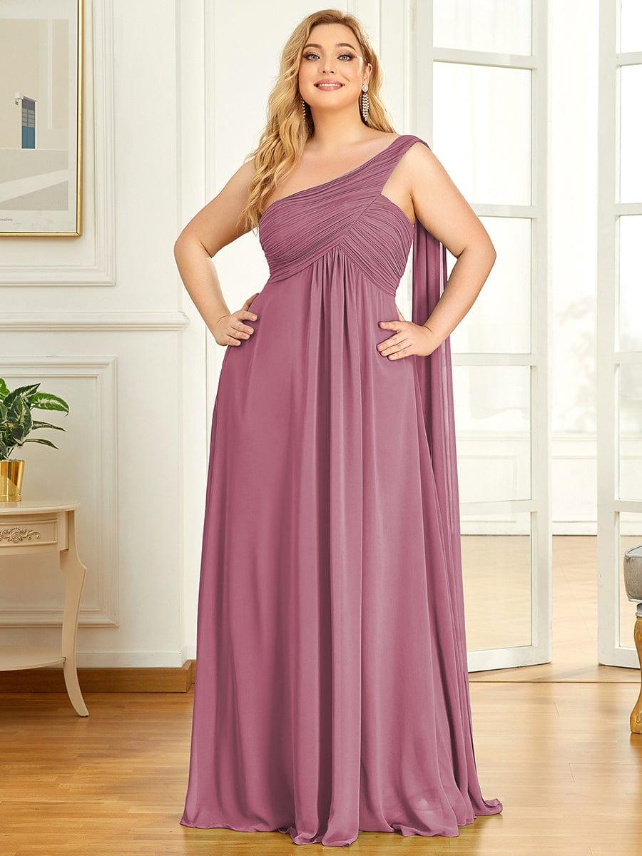 ANAYA|One Shoulder Pleated Chiffion Bridesmaid Sleeves