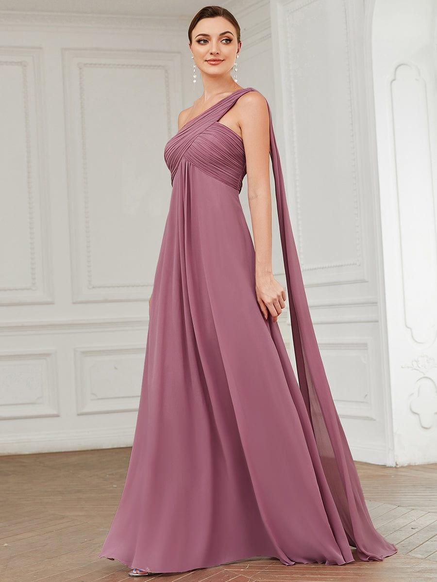 ANAYA|One Shoulder Pleated Chiffion Bridesmaid Sleeves