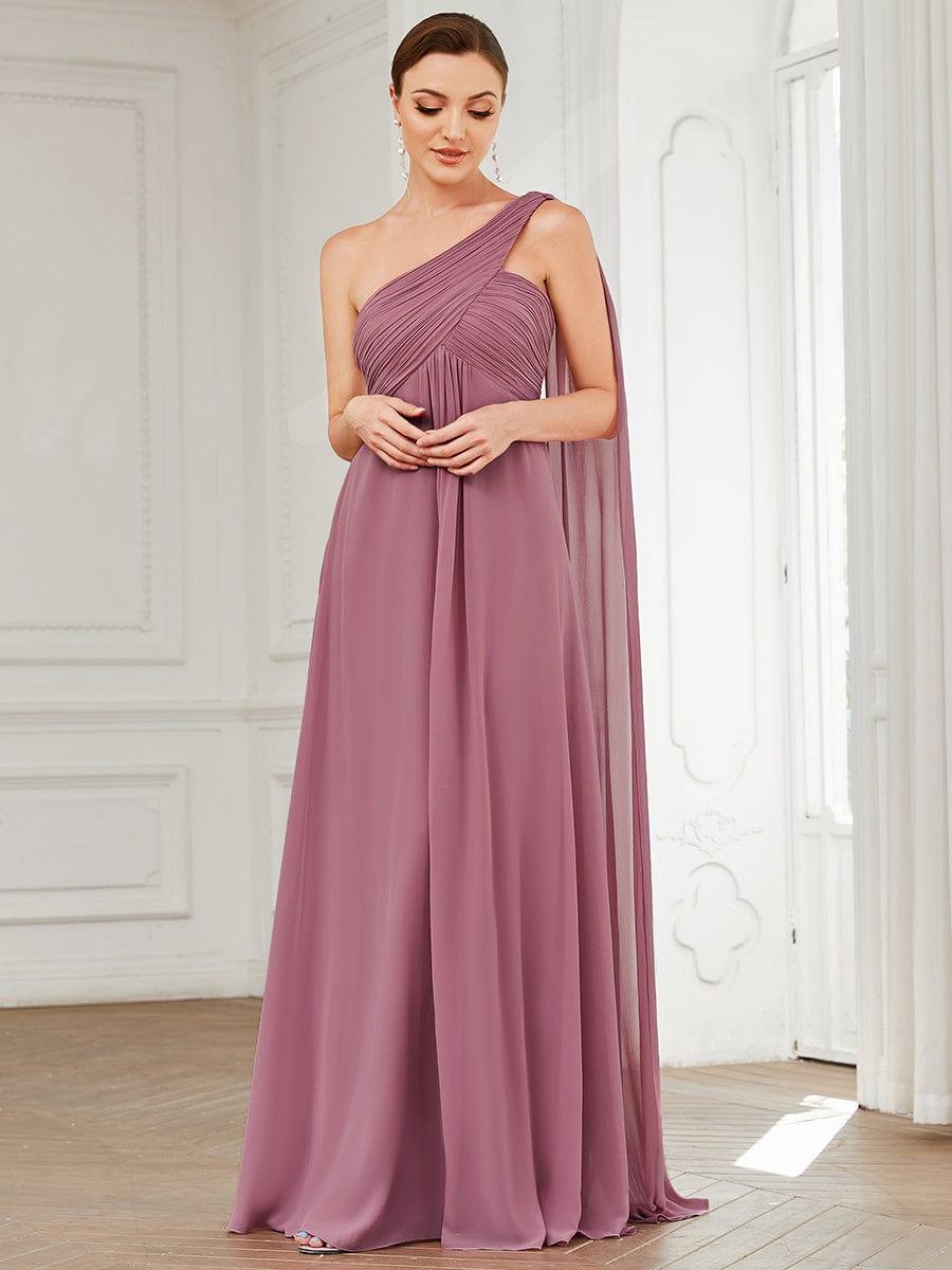 ANAYA|One Shoulder Pleated Chiffion Bridesmaid Sleeves