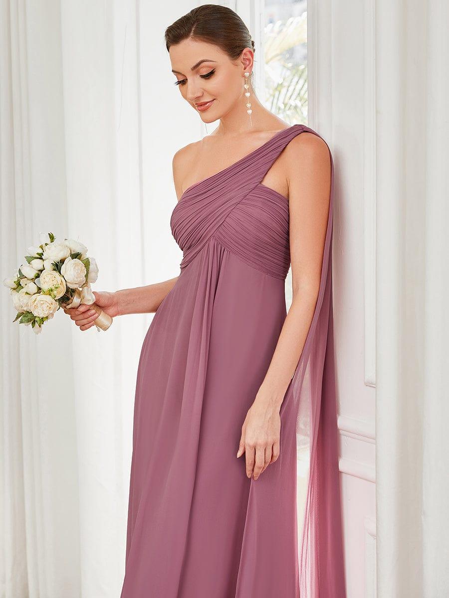 ANAYA|One Shoulder Pleated Chiffion Bridesmaid Sleeves