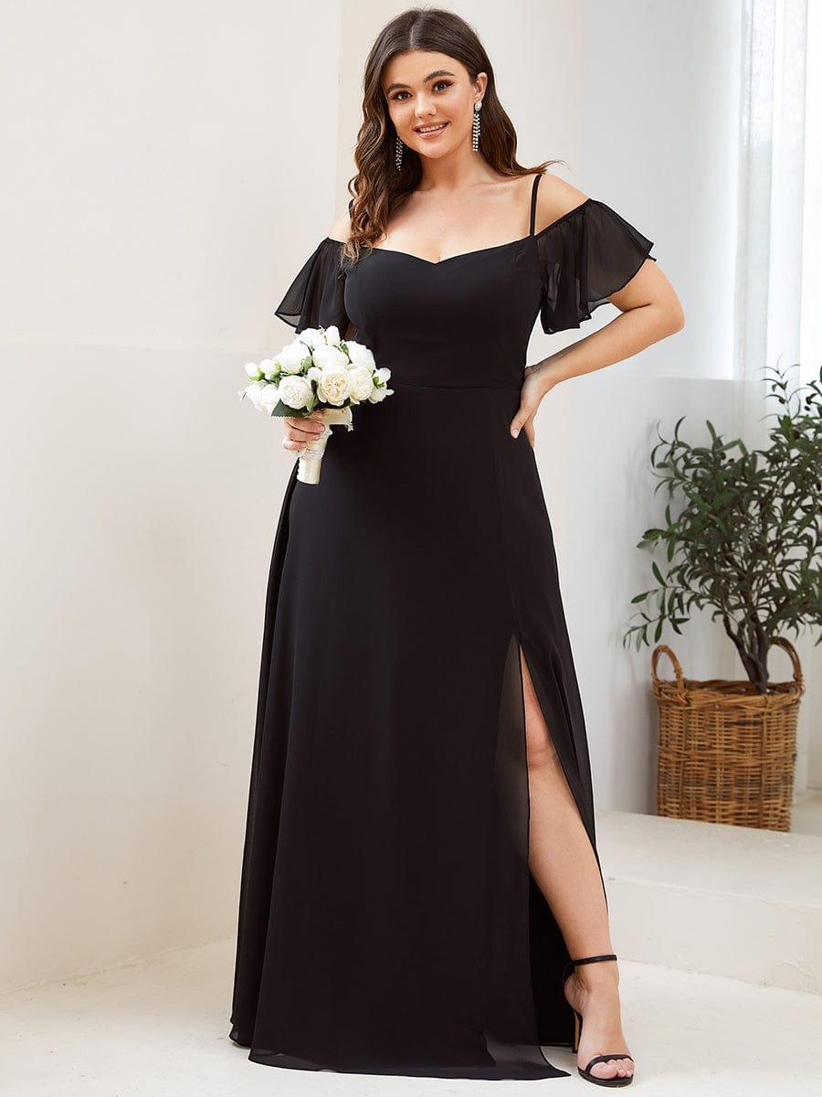 REYA|Stylish Cold Shoulder Flare Sleeves Flowy Bridesmaid Dress