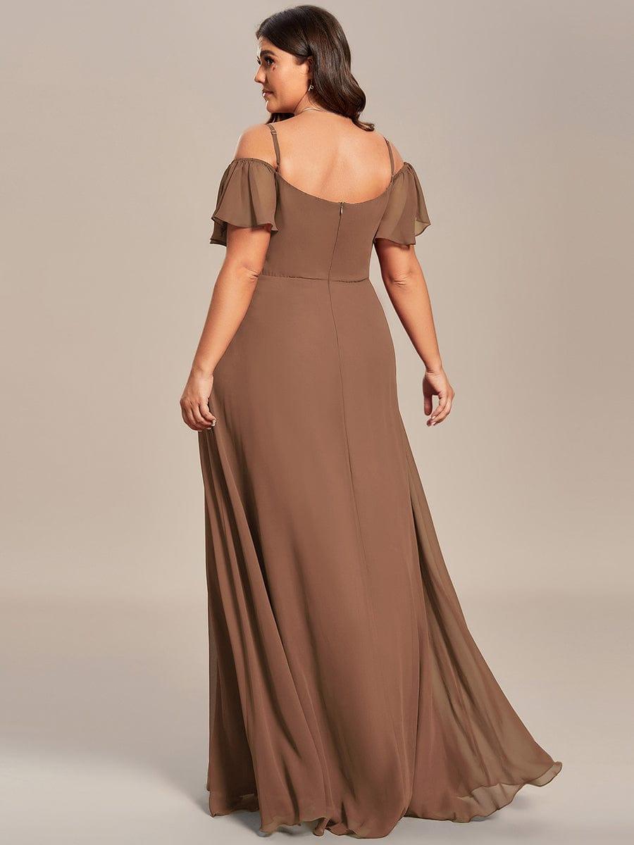 REYA|Stylish Cold Shoulder Flare Sleeves Flowy Bridesmaid Dress